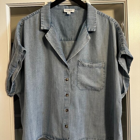 Denim Evereve Short Sleeved Shirt - Picture 1 of 2